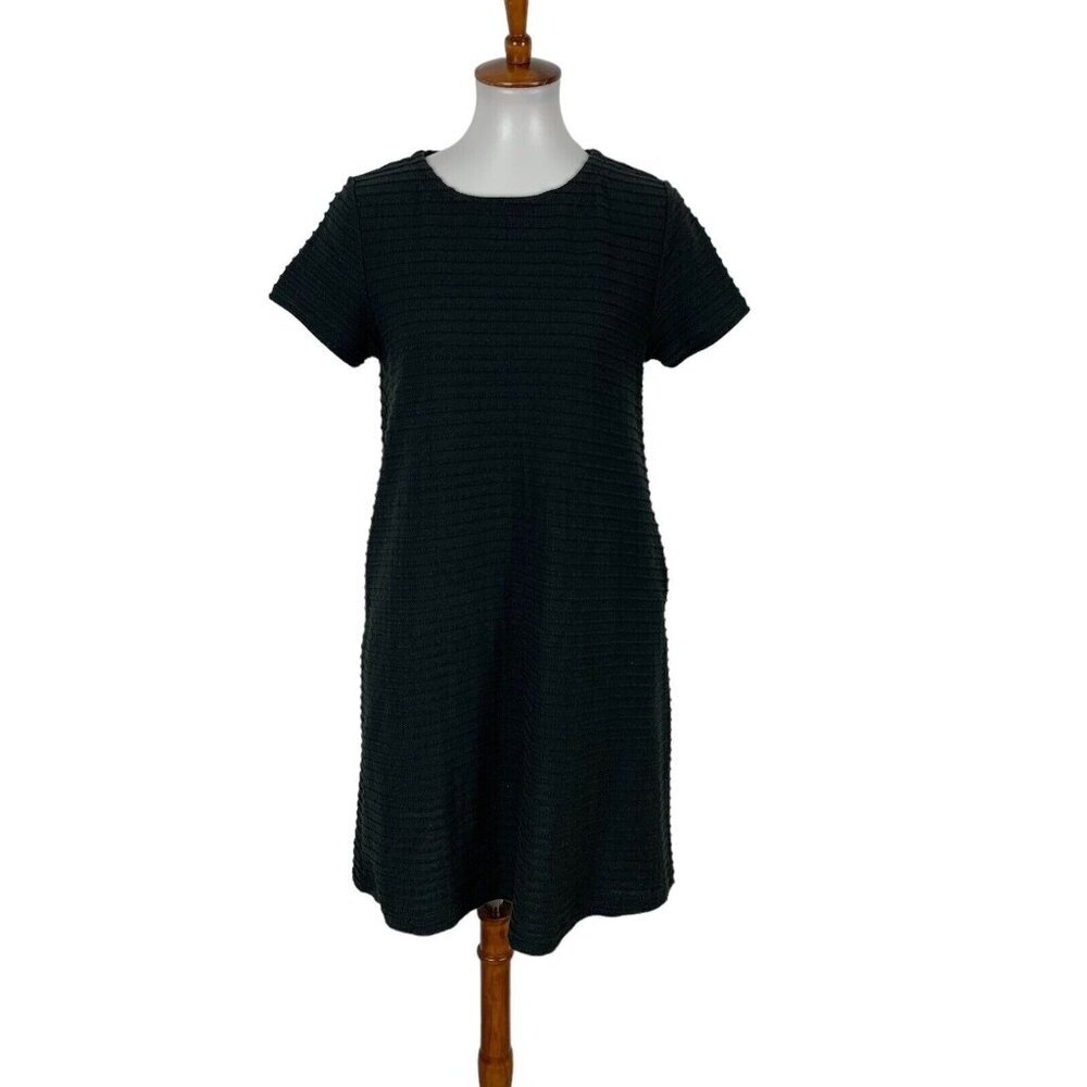 NET‎ Collection Midi Dress Medium Black Minimalist Short Sleeve